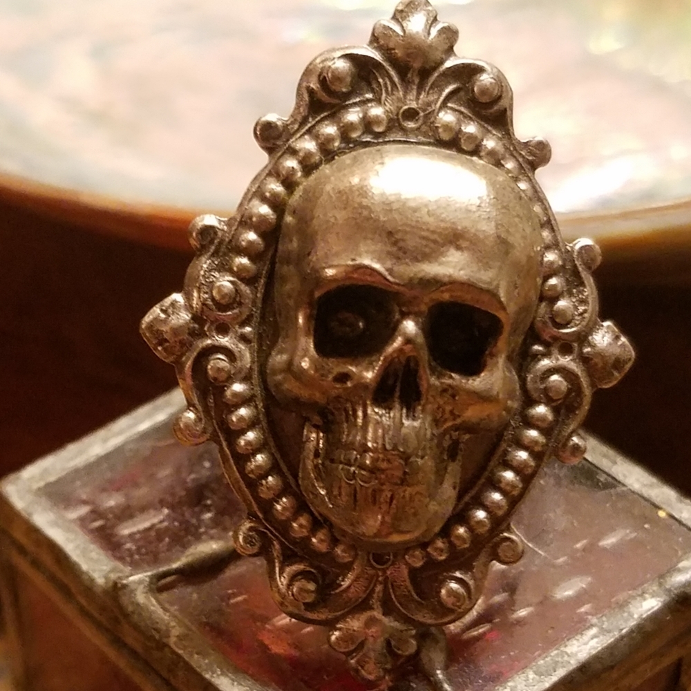 SILVER METAL SKULL RING - Picture 3 of 5